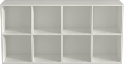 8-Cube Storage Shelf Bookcase - Wooden 4-Tier Floor Standing Open Bookshelf, Modern TV Stand up to 55 Inchs for Home and Office, Warm White