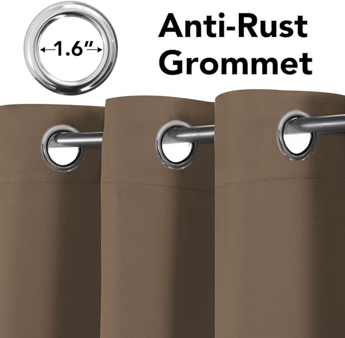 H.VERSAILTEX Ultra Soft Microfiber Thermal Insulated Antique Copper Grommet Blackout Curtains/Window Treatment Draperies 52 by 72 - Inch for Living Room/Bedroom, Set of 2 - Macchiato