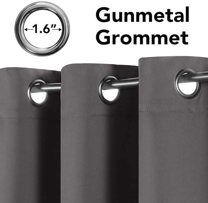 H.VERSAILTEX Premium Solid Thermal Insulated Blackout Grey Curtains Window Drapes - 2 Panels Set- Charcoal Gray, 52x72 Inch,8 Grommets per Panel