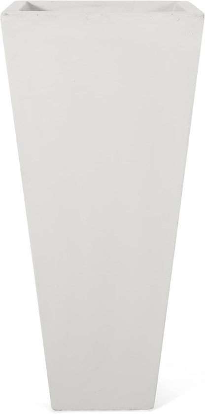 Christopher Knight Home Jorine Tapered Planter, Cast Stone Plant Pot, Lightweight Concrete Urban Planter, Standing Urn, Patio Garden Pot for Entryway Poolside, No Assembly Needed, 13" Matte White