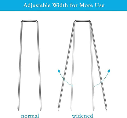 RAOOKIF 12 Inch Galvanized Garden Landscape Staples, 150Pcs Metal Stakes, 11 Gauge Heavy Duty Ground Stakes for Decoration, Fence, Lawn, Fabric Pins
