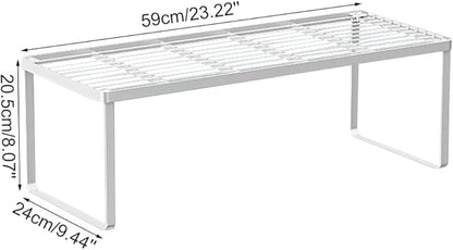 Kitchen Cabinet Storage Shelf Stackable Wire Spice Rack Organizer Heavy Duty Space Saver for Bathroom Bedroom Closet Laundry Room Office Countertop - White, Pack 1