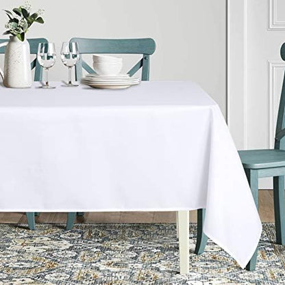 sancua Rectangle Tablecloth - 90 x 156 Inch - Water Resistant Spill Proof Washable Polyester Table Cloth, Decorative Fabric Table Cover for Dining Tables, Buffet Parties and Camping, White