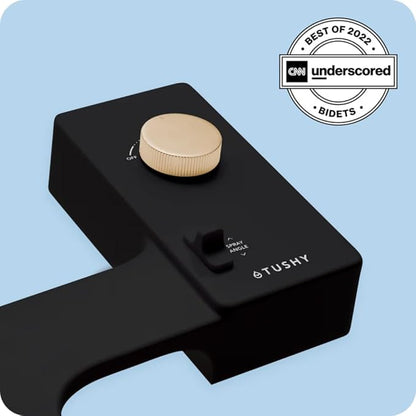 TUSHY Classic 3.0 Bidet | Slim Universal Toilet Seat Attachment. Simple Install <10 Minutes. Non-Electric Self Cleaning Water Sprayer with Adjustable Pressure Nozzle and Angle Control. (Black/Gold)