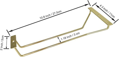10.8 Inch Gold Wine Glass Rack, Under Cabinet Wine Glass Holder, Wine Glass Hangers Under Shelf, Stemware Rack, Hanging Stemware Holder for Cabinet Kitchen Bar, Set of 4