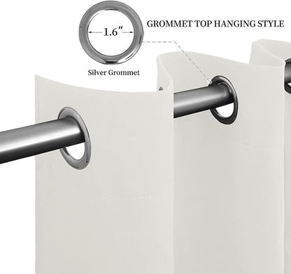 Easy-Going Curtains for Bedroom, Solid Thermal Insulated Grommet and Noise Reduction Window Drapes, Curtains for Living Room, 2 Panels (52x84 in,Ivory)