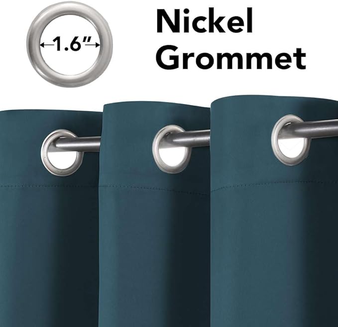 H.VERSAILTEX Premium Blackout Thermal Insulated Room Darkening Curtains for Bedroom/Living Room - Classic Grommet Top (2 Panels, Dark Teal, 52 Inch by 63 Inch)