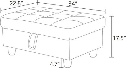 Ottoman Rectangular Storage Ottoman Bench, Faux Leather Footrest, Coffee Table, Stool Footstool with Hinged Lid for Living Room, Bedroom, Entryway, White&Black, 34"x22.8"x17.5"