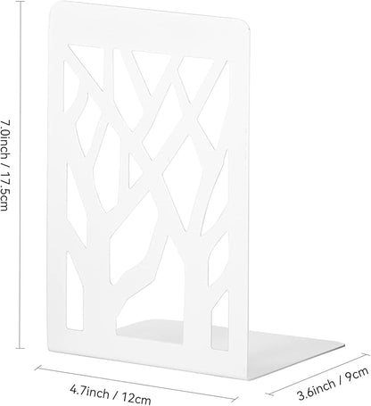 Book Ends, Bookends, Bookends for Shelves, Bookend, Book Ends for Heavy Books, White Metal Book Shelf Holder Home Decorative, Book Stoppers for Shelves, Bookend Supports 6 Pair