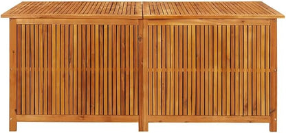 vidaXL Outdoor Storage Box, [Load Capacity Gallon] Deck Box with Gas-Lift Lid, Storage Chest with Water-Resistant Zippered Bag Inside, 68.9''x31.5''x29.5'', Solid Acacia Wood