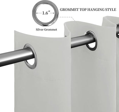 Easy-Going Blackout Curtains for Bedroom, Solid Thermal Insulated Grommet and Noise Reduction Window Drapes, Room Darkening Curtains for Living Room, 2 Panels(52x108 in, Greyish White)