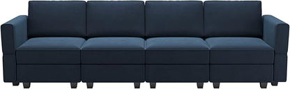 Belffin Modular Sofa Couch with Storage Seats Sectional Sofa Velvet Sofas for Living Room Blue