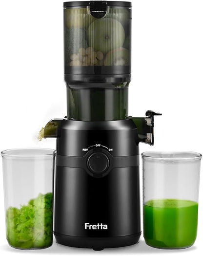 Cold Press Juicer Machines Slow Masticating Juicer Machines with 1.1 L Large Feed Chute Fit Whole Fruits and Vegetables Easy Clean Self Feeding,High Juice Yield,BPA Free (Ink-black)