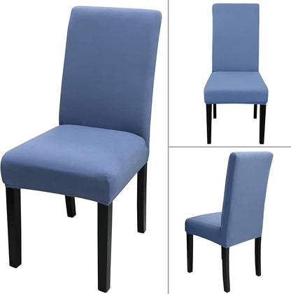 JQinHome 6 Pcs Dining Chair Slipcover,High Stretch Removable Washable Chair Seat Protector Cover for Home Party Hotel Wedding Ceremony (Gray Blue)