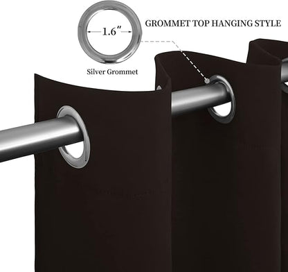 Easy-Going Blackout Curtains for Bedroom, Solid Thermal Insulated Grommet and Noise Reduction Window Drapes, Room Darkening Curtains for Living Room, 2 Panels (52x84 in,Dark Brown)
