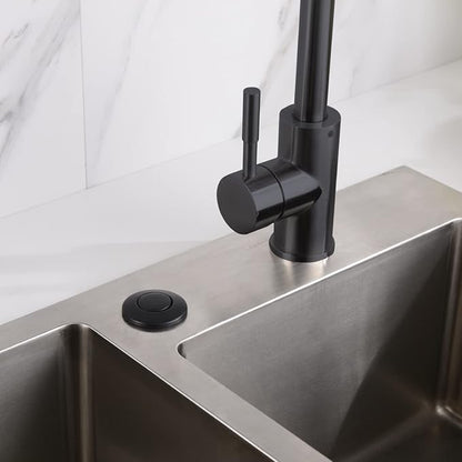 Garbage Disposal SinkTop Air Switch Kit with Long Button,Brass Made Cover,UL,Matte Black