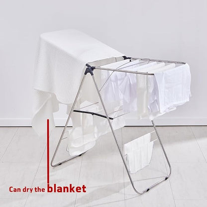 TRES BELLE 25NEW Stainless Steel Clothes Drying Rack(L)–Foldable,Lightweight,Anti-Slip Elastic Rods,Made in Korea,Indoor & Outdoor Use,Rust-Resistant,Towels Drying,Underwear,Baby Clothes–L Sizes