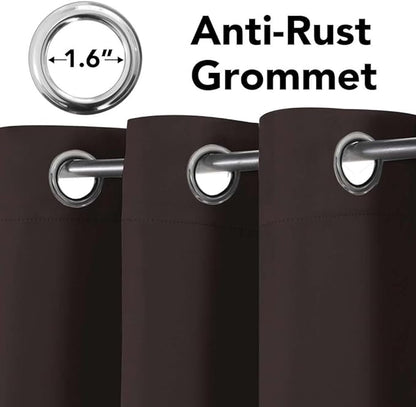 H.VERSAILTEX Blackout Curtains for Bedroom Thermal Insulated Room Darkening Living Room Curtains 72 Inch Long Grommet Privacy Protection Window Curtain Panels/Drapes, 2 Panels, Chocolate Brown