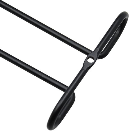 10 Inch Wine Glass Rack Under Cabinet Shelf Stemware Storage Hanging Hanger Organizer Glasses Holder with Drying Under Counter Metal for Kitchen and Bar Set of 2 Black