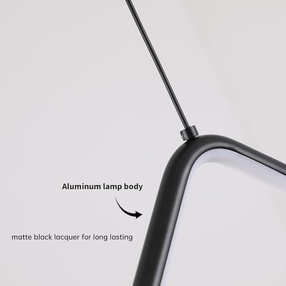JAYMP Geometric Shaped Modern Chandelier LED Dimmable Pendant Lighting for Dining Room Kitchen Island Cafe Bar Hanging Lamp (Black, 49.2 Inch)