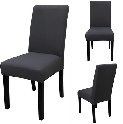 JQinHome Dining Room Chair Covers Set of 8, High Stretch Chair Slipcover Removable Washable Chair Seat Protector Cover for Home Party Hotel Wedding Ceremony (Grey)