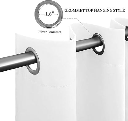 Easy-Going Curtains for Bedroom, Solid Thermal Insulated Grommet and Noise Reduction Window Drapes, Room Darkening Curtains for Living Room, 2 Panels (52x84 in,White)