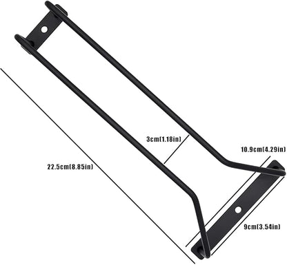 8.8-Inch Wine Glass Rack - Under Cabinet Stemware Wine Glass Holder Glasses Storage Hanger Metal Organizer for Bar Kitchen Black (1 Rows, 3 Pack)