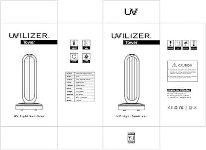 Tower - UV Light Sanitizer & Ultraviolet Lamp with Remote Control (UV-C Cleaner for Home, Room, Office | 38W UVC Disinfection Bulb | Kill Germs, Bacteria, Virus, Dust | USA)