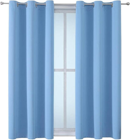 ChrisDowa Grommet Room Darkening Curtains for Bedroom and Living Room - 2 Panels Set Thermal Insulated Blackout Curtains (Sky Blue, 38W x 45L)