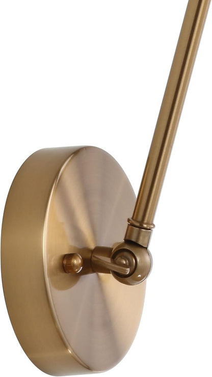 JONATHAN Y JYL7461A-SET2 Rover 7" Farmhouse Industrial Adjustable Arm Metal LED Wall Sconce Rustic Bohemian 2700K 4W Bulb for Entryway Lobby Kitchen Bathroom Bedroom Hallway, Brass Gold (Set of 2)
