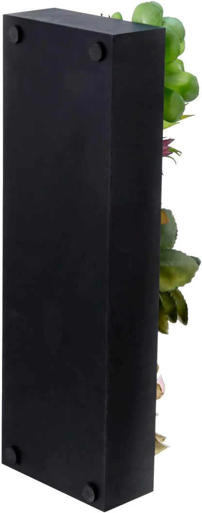 MyGift Artificial Assorted Succulent Arrangement in Rectangular Black Wood Planter Box, Fake Plant Decor