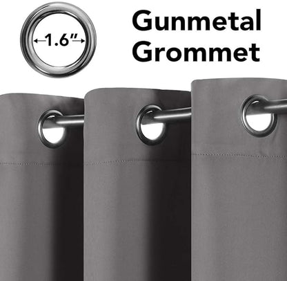 H.VERSAILTEX Solid Grey Color Thermal Insulated Blackout Curtains Metal Grommet Curtain Panels Room Darkening Window Drapes for Bedroom/Living Room 52 x 72 Inch Set of 2