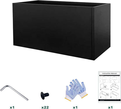 Galvanized Steel Metal Planter Rectangular Indoor Black Planter Box Large Outdoor Planters Steel 31.5" x 16" x 16" Commercial Residential for Patio, Deck, Garden