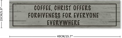 Generic Wood Sign Coffee Offers Forgiveness for Everyone Everywhere Rustic Wooden Hanging Sign Home Farmhouse Kitchen Wall Decor 16 x 6 Inch