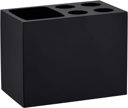 Resin Black Toothbrush Holder JINCROP, 5 Slots Toothbrush Holder Matte Black Bathroom Storage Stand Dispenser Organizer Set for Toothbrushes, Make-up Brushes and More, (Matte Black)