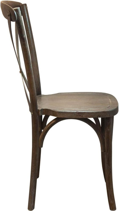 EMMA + OLIVER 2-Pack Gray Wash Dark Driftwood X-Back Chair