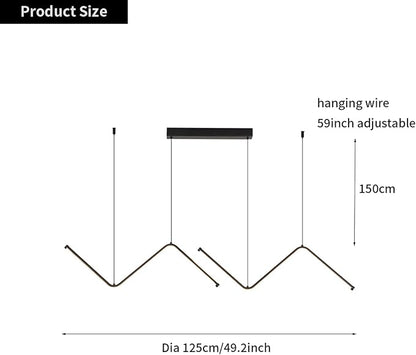 JAYMP Geometric Shaped Modern Chandelier LED Dimmable Pendant Lighting for Dining Room Kitchen Island Cafe Bar Hanging Lamp (Black, 49.2 Inch)