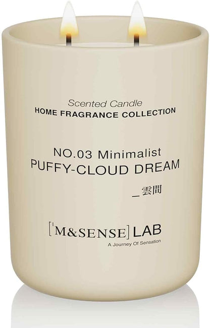 M&SENSE Natural Soy Candle| Puffy-Cloud Dream | 16.6 oz, 95H Burn | Minimalist Scented Candle for Relaxation, Gifting, Home Décor | for Bedroom, Office, Party Large