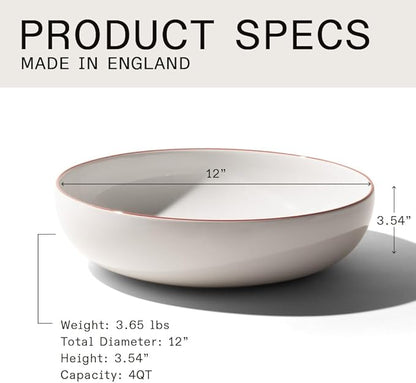 Made In Cookware - Serving Bowl - White With Red Rim - Porcelain England