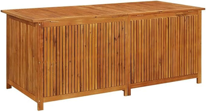 vidaXL Outdoor Storage Box, [Load Capacity Gallon] Deck Box with Gas-Lift Lid, Storage Chest with Water-Resistant Zippered Bag Inside, 68.9''x31.5''x29.5'', Solid Acacia Wood