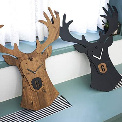 Stephanie Imports Modern Minimalist Reindeer Dark Wall Clock