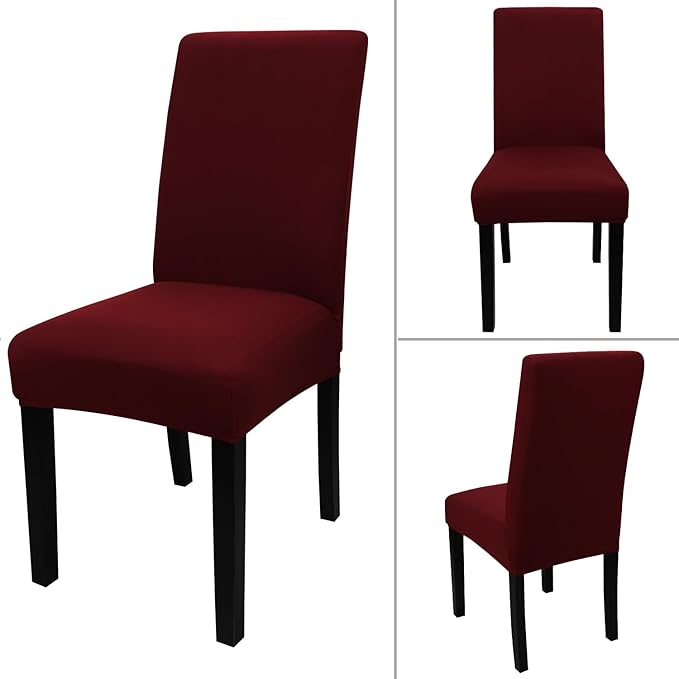 JQinHome 4 Pcs Dining Chair Slipcover, High Stretch Removable Washable Chair Seat Protector Cover for Home Party Hotel Wedding Ceremony