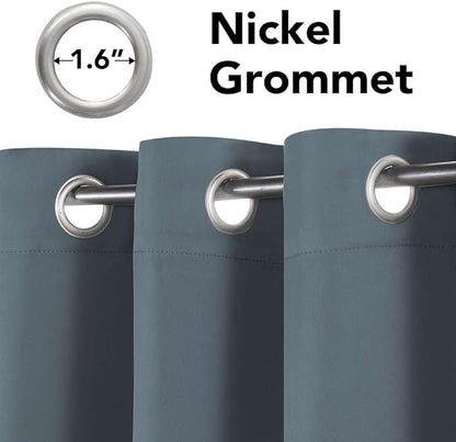 H.VERSAILTEX Soft and Smooth Blackout Window Curtain Panel,8 Grommets Drapes (Set of 2 Panels,52 by 63 - Inch,Stone Blue)