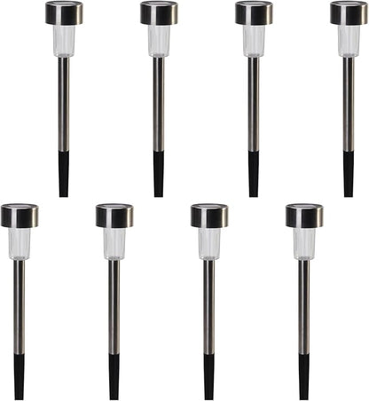 EcoGreen Outdoor Pathway Solar Light, 8pcs Pack,Garden Patio Balcony Walk Way Lights, Stainless Steel Leg, 5000K Daylight, IP65 Waterproof, 1.85 * 12.2in