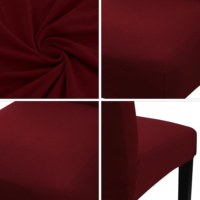 JQinHome 4 Pcs Dining Chair Slipcover, High Stretch Removable Washable Chair Seat Protector Cover for Home Party Hotel Wedding Ceremony
