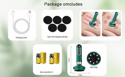 VHV Cellulite Massage Tool-Cupping Kit for Massage Therapy、Lymphatic Drainage Massager、12 Speed Adjustable Suction Cupping Therapy Set, Belly, Thighs, Arms, Butt.（Green