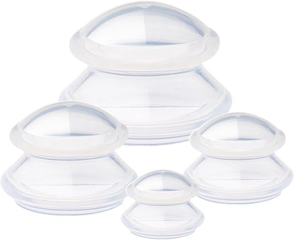 4 Pcs Cupping Therapy Professional Silicone Cupping Set,Suitable for Body Massage/Deep Myofascial Release/Pain Relief/Muscle Relaxation & More (Clear,4pcs)