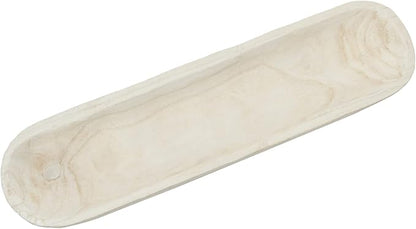 Creative Co-Op Decorative Paulownia Wood Tray, White