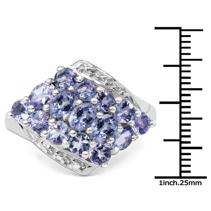 1.85 Carat Genuine Tanzanite .925 Sterling Silver Ring