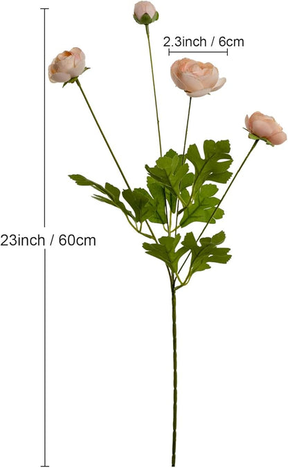 Artificial Silk Flowers Ranunculus Fake Flower,Suitable for Core Decorations,Weddings,Homes,Artistic Decorations,and Props (Pink)